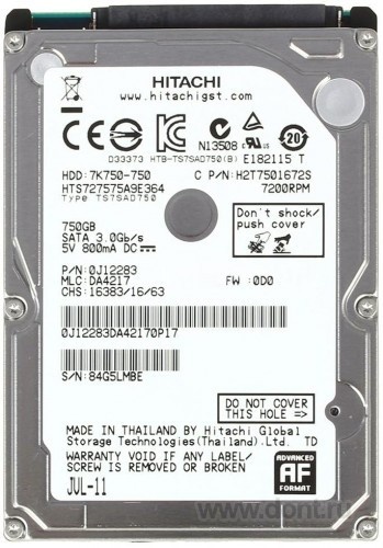 2,5 HGST 750GB HTS727575A9E364 SATA 7200 2.5 16MB