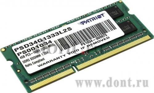   Patriot PSD34G1333L2S SODIMM 4GB 1333MHz DDR3L