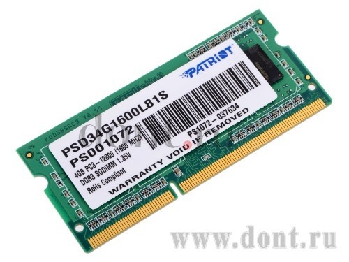   Patriot PSD34G1600L81S SODIMM 4GB 1600MHz DDR3L