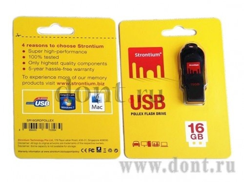 USB Pen Drives (USB Flash) Strontium 16GB USB 2.0 Pollex (SR16GRDPOLLEX)