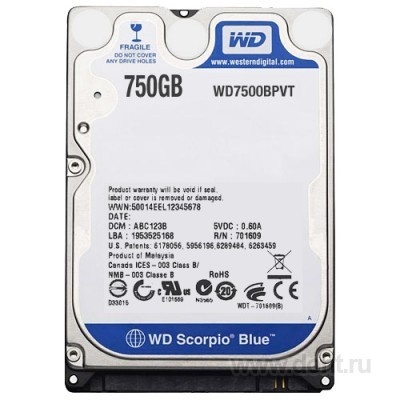 2,5 Western Digital 750G WD7500BPVT SATA2 5400 2.5 8MB (750GB)