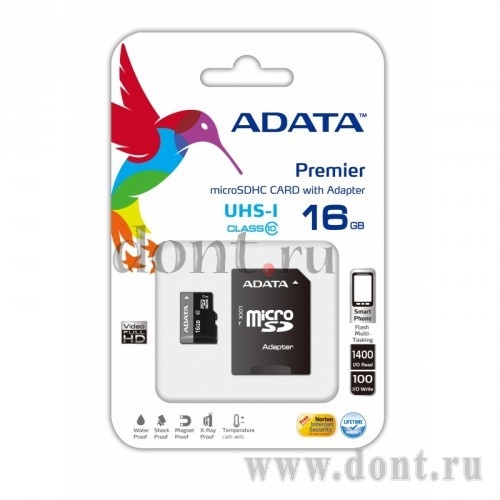    A-DATA    microSDHC 16GB ADATA  UHS-1 CL10 (AUSDH16GUICL10-RA1) + SD adaptor